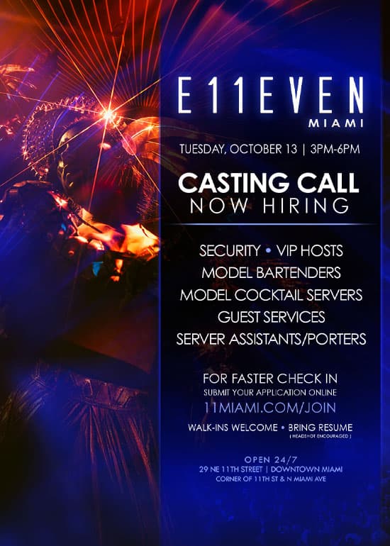 E11EVEN Miami Casting Call flyer